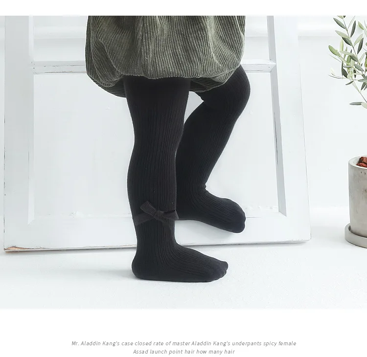 Новые милые леггинсы с бантом для малышей, хлопковые однотонные карамельных цветов для девочек, колготки D455