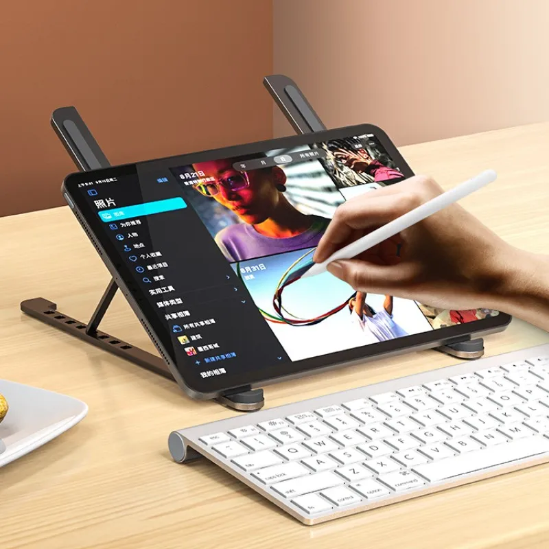 Boneruy Foldable Portable Desktop Computer Laptop Stand Aluminum 8  Level Angle Adjustable Height Laptop Mount