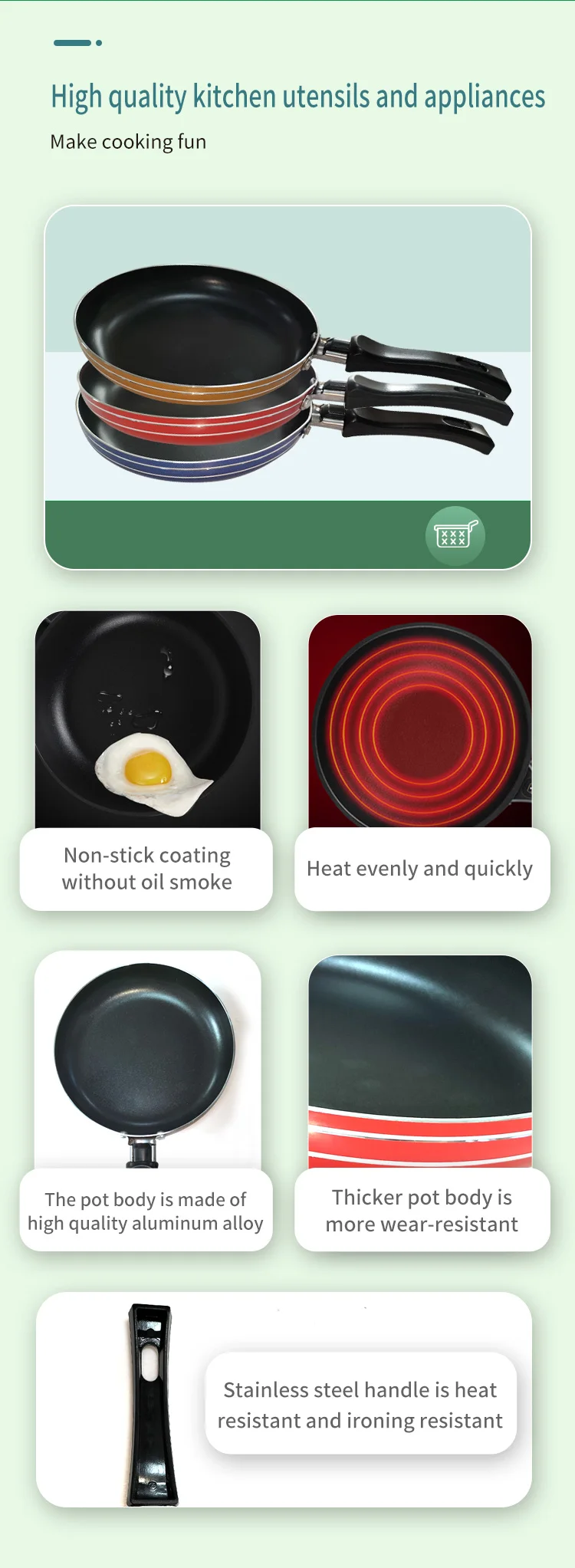 Factory Direct Selling Multicolor Frying Pans Nonstick Frying Pans