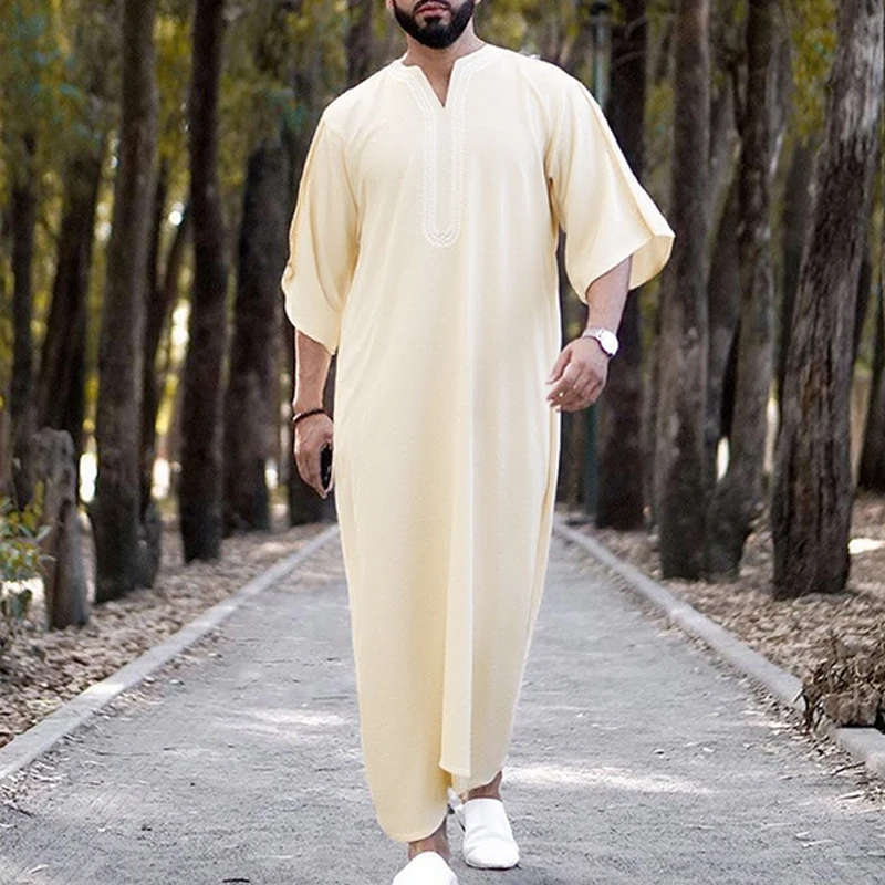 New Classical Traditional Design Thobe Omani Style Polyester Made New Style Islamic Clothing Muslim Men Thobe