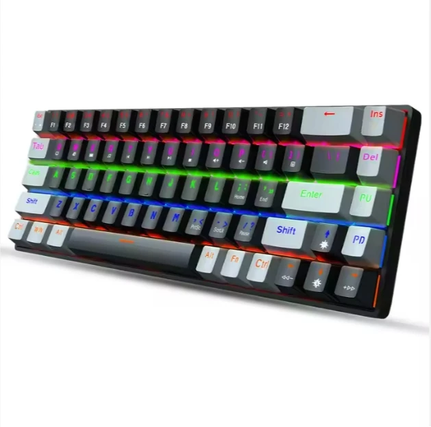 Compact 60% Ultra RGB Backlit Wired Mechanical Gaming Keyboard New Cherry Brand Axis USB Interface Swappable 2.4Ghz