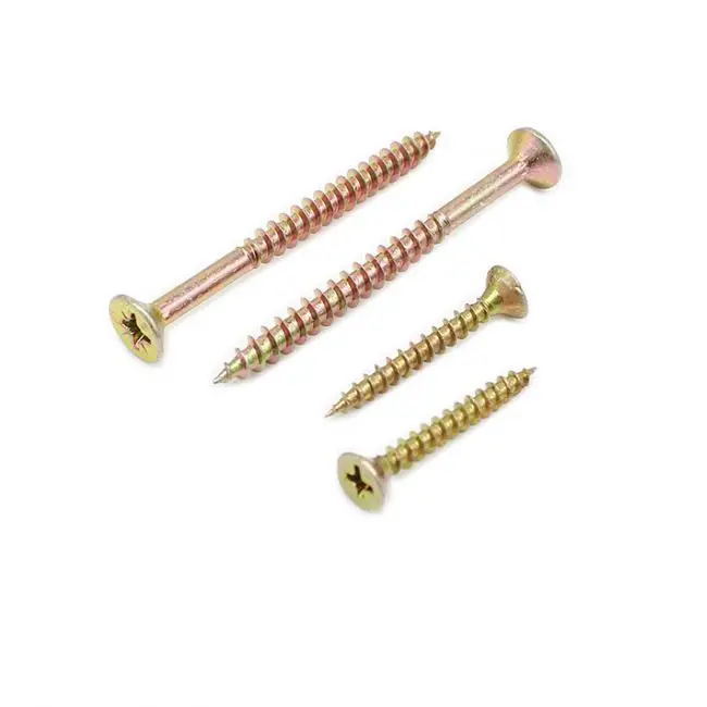 Yellow Zinc Cross Recess Countersunk Head Wood Screw m2 Chipboard Screw