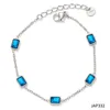 Blue zirconium silver anklet a332