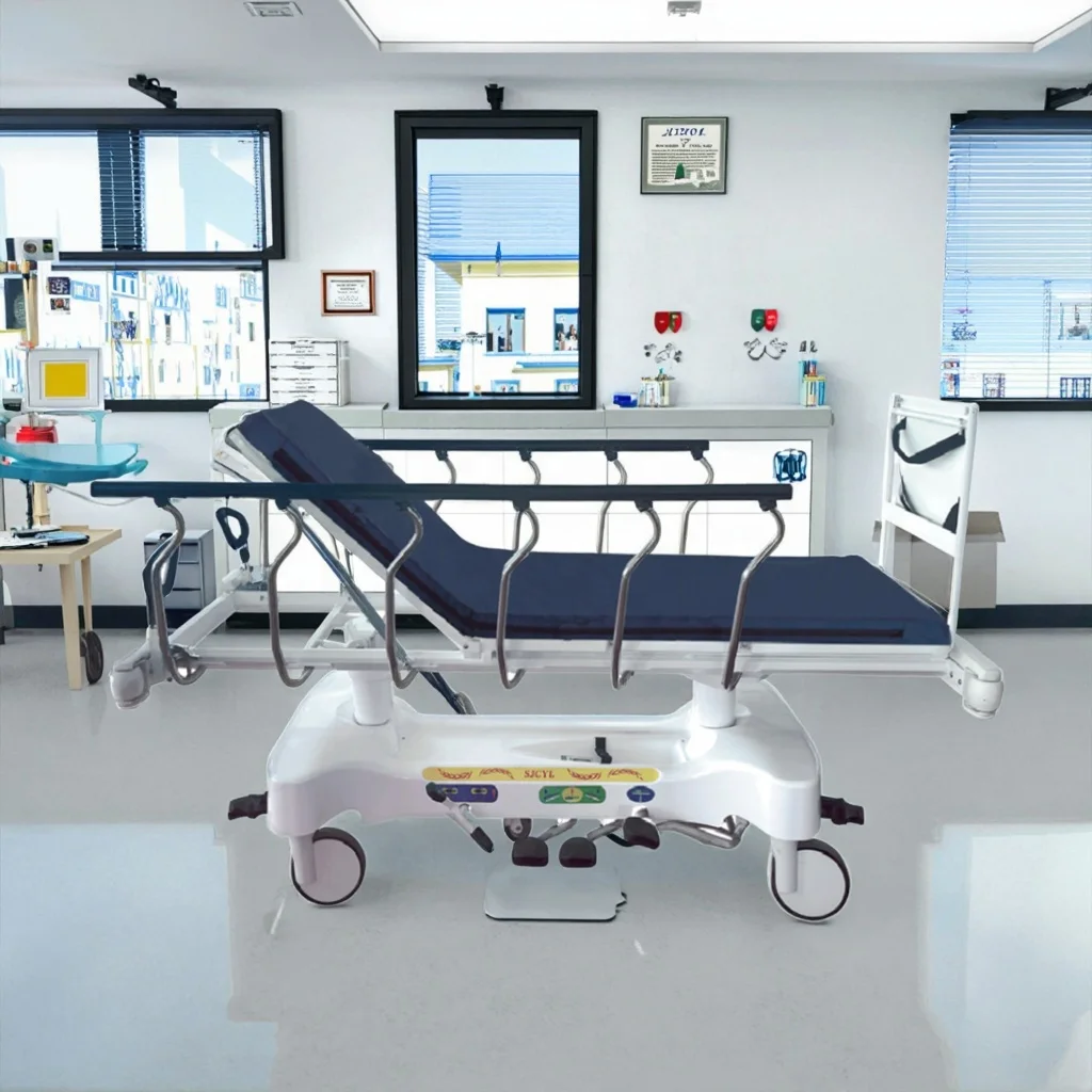 Clinical Transfers Multi-Axis Hospital Bed -15~+15 Tilt Segmented Adjustment Metal Construction Modern for Hotel School Use 5