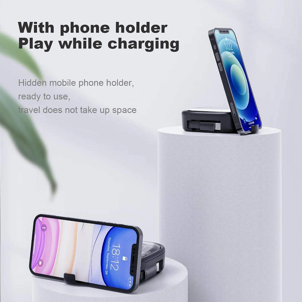 Careflection || USB Adapter Cable Storage Box, Multi-Type Charging Convertor USB C To Lightning Type C Micro Data Transfer Tool Contains Card Slot Tray Eject Pin, Use As Phone Holder (Black - View #6