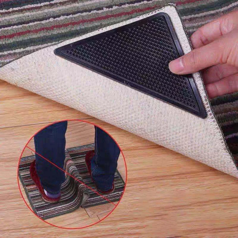 4/8Pcs Home Floor Carpet Mat Grippers Non-Slip Rug Rubber Pad Triangle  Fixed Sticker Reusable