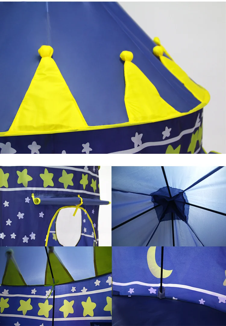 Kids Gifts Folding Play Tent Portable Foldable Tipi Prince Tent crown Children Boy Play House Outdoor Toy Tent Cast supplier