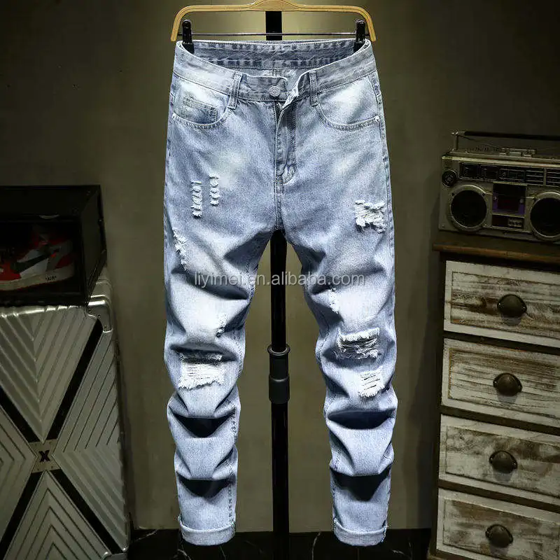 2023 Customized Wholesale Men's Jeans Trousers Slim Fit Jeans Design