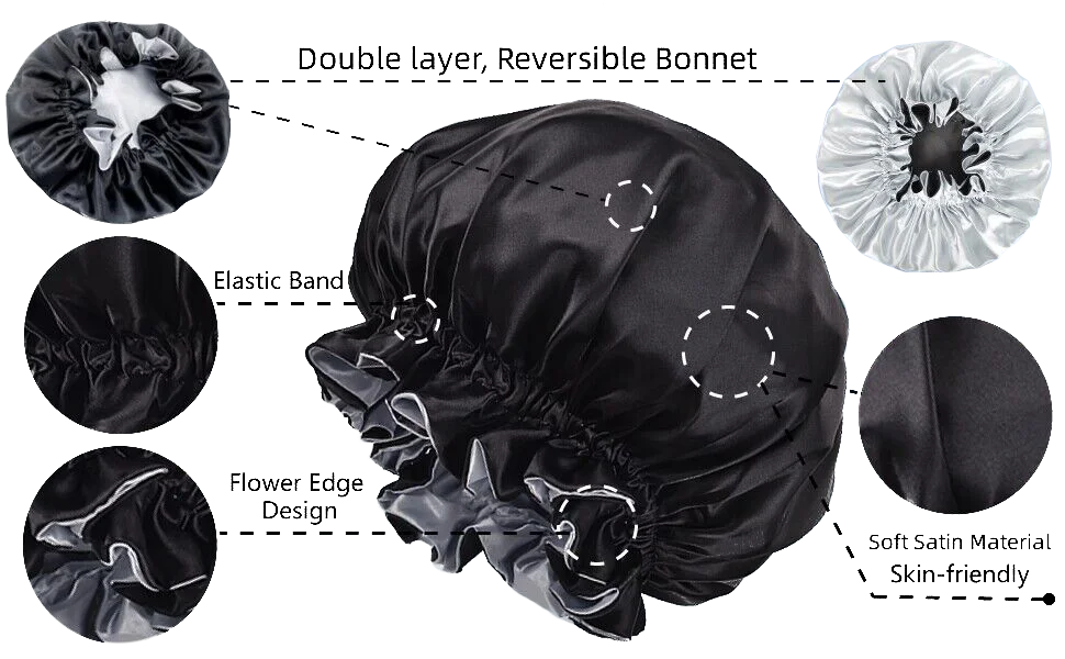 Factory Selling Reversible Silk And Satin Hair Wraps Sleep