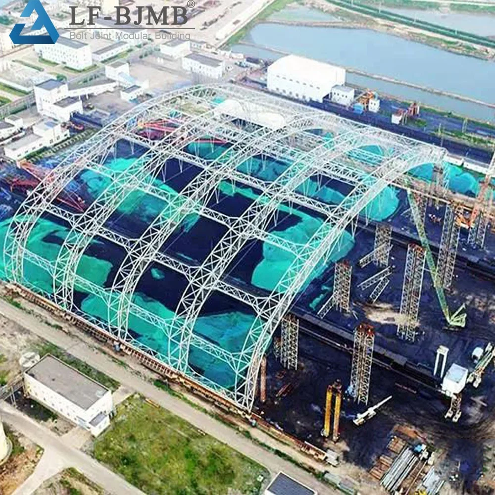 LF Arch Steel  Roof Structure Dry Shell Bunker Building Space Frame Truss Coal Storage Shed Manufacturer for Power Plant
