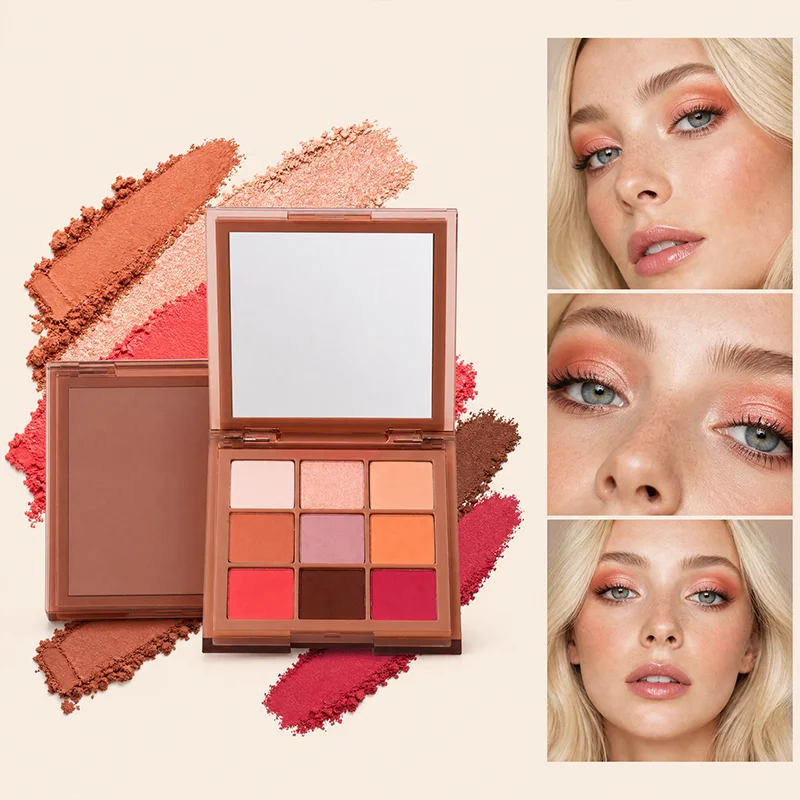 product 9 pan matte shimmer eyeshadow palette with cruelty free formula option wholesale private label cosmetic supplier-3