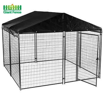 Outdoor 6-Panel Folding Metal Dog Kennel Powder Coated Galvanized Frame Steel Iron Construction Hot Dip Security Fencing Gates
