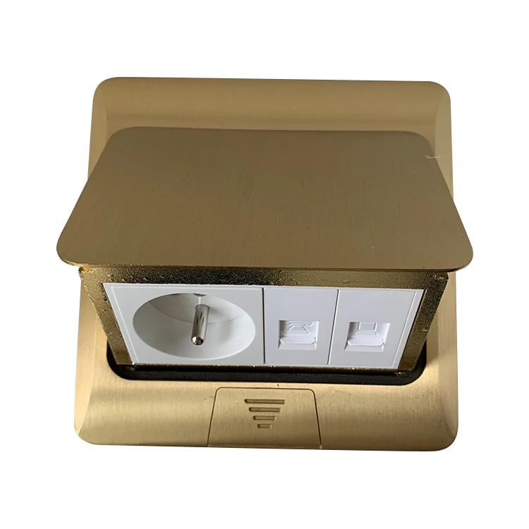 Factory Supply Copper Alloy 16A Pop up Computer Internet Electrical Power Waterproof Floor Pop up Socket Outlet for TEL