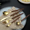 5pcs gold-brown handle