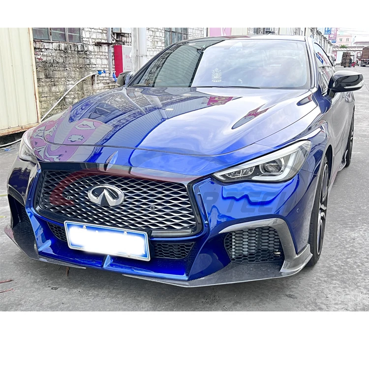 thumbnail image 2 of KEEPDSGN Carbon Fiber Style Front Bumper Lip Splitter + Side Skirts + Strut Rods For Infiniti Q60 – 4-Piece Kit 2 of 2