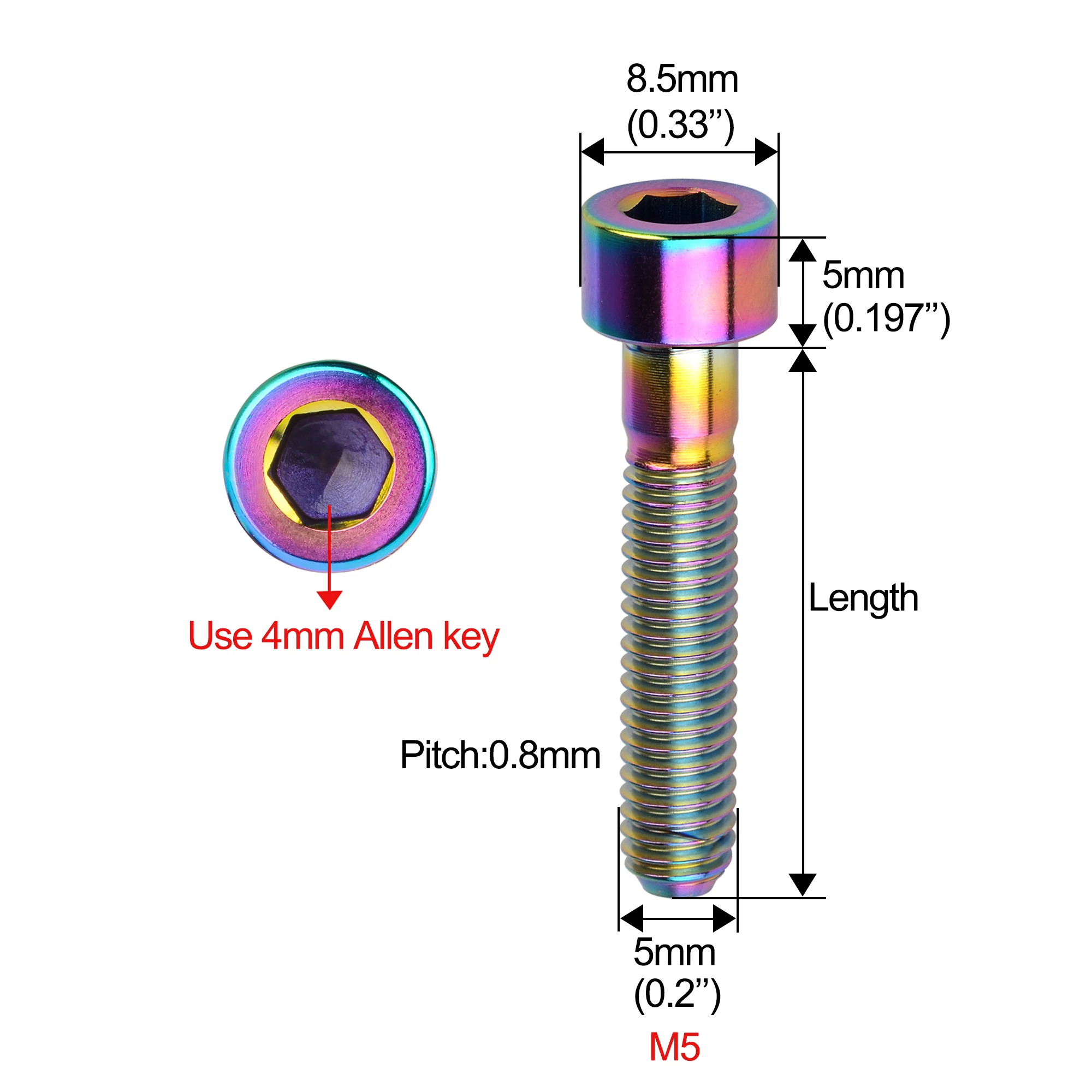 Wanyifa Gr5 Titanium Bolt M5x10 12 16 18 20 23 25 30 35 40 45 50 55 ...