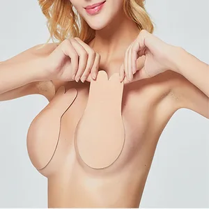 Hershe Reusable Bio-glue Rabbit Ear Shape Sponge Nipple Covers Breast Lift Bra Pads Invisible Lift S/M/L Sizes Sexy Girls