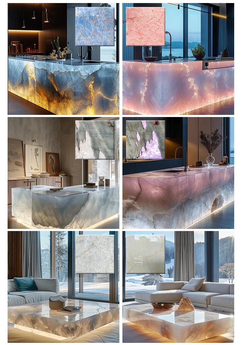 product modern green onyx jade glowing marble coffee table translucent stone for living room-8