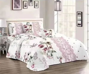 Fashion Style Patchwork Reversible Disposable 3-Piece Queen Polyester/Cotton Quilt Bedspread Set with 400TC Thread Count