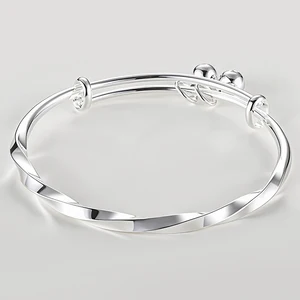 NEW Alloy Silver Twist Shape Bracelet Vintage Classic Shape Customized Adjust the Custom Bangle Bracelet Pattern Design