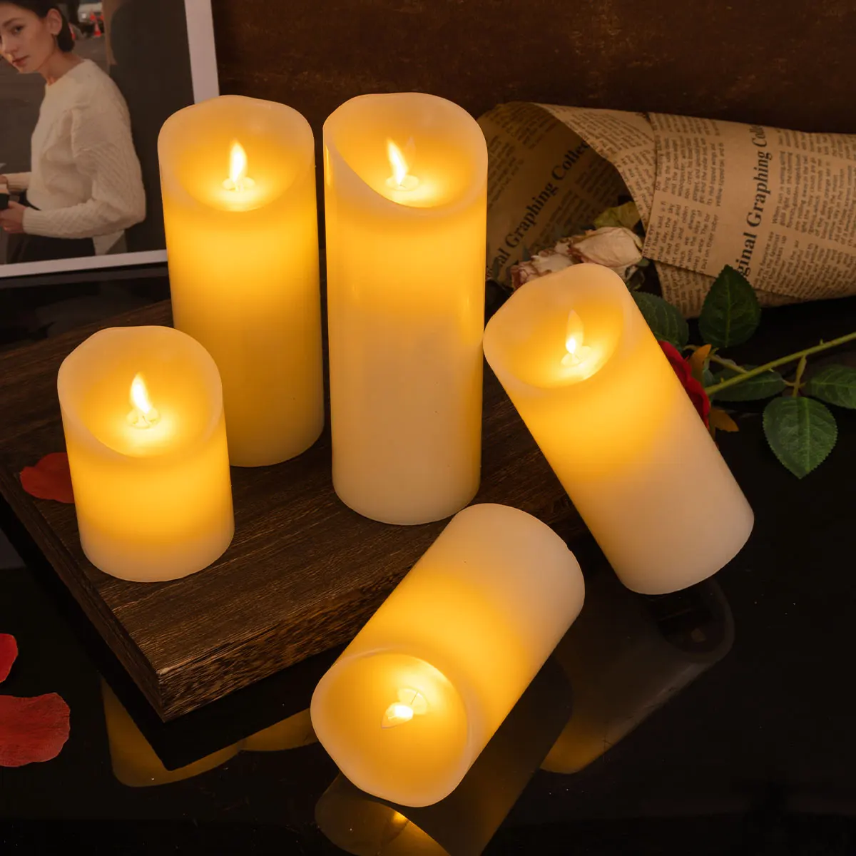 product plastic slanted candle flameless led candle romantic atmosphere valentines day holiday decoration home decoration-30