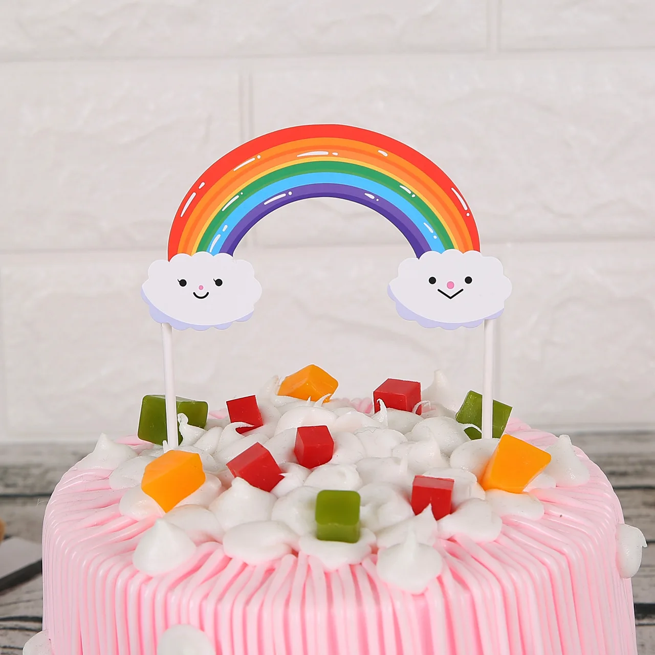 New Customize Birthday Party Creative Cake Dress up Cartoon Colorful Card Rainbow Cake Decoration Topper