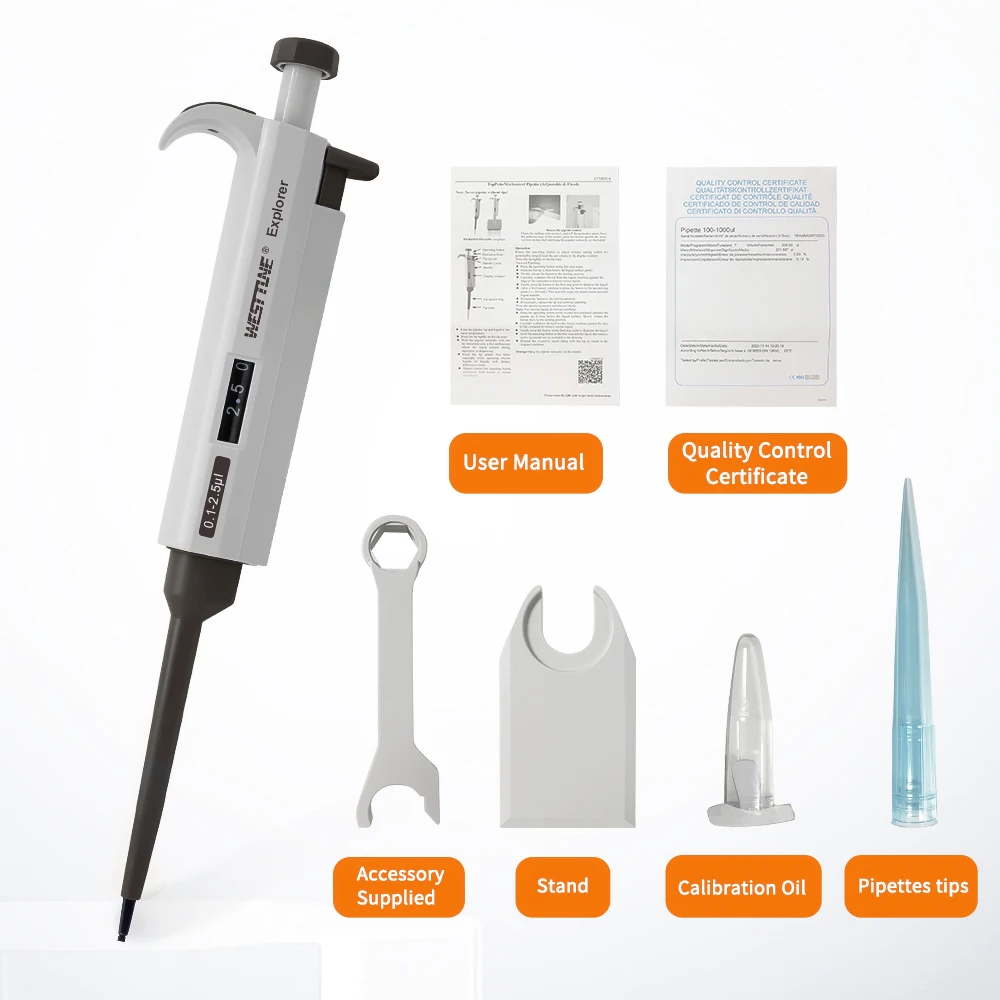 West Tune High Quality Lab Test Automatic Adjustable Volume 0.001-10ml Micro Pipette