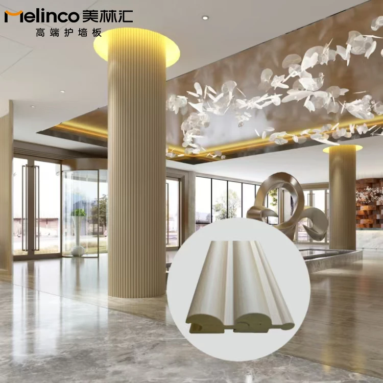 Melinco Eğri Izgara PVC Döner Duvar Izgarası Villalar, Oteller, Lobiler için Lamine Yüzey Kaplamalı Katı Döner Izgara Duvar Paneli