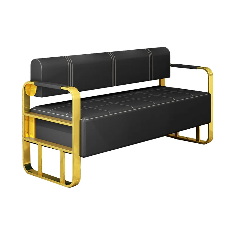 Modern Design Barber Shop Waiting Chair New Internet Celebratory Simple Long Hair Salon Sofa Made of Metal