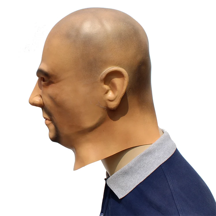 Artificial Man Custom Latex Mask Hood Overhead Wigs Beard Full Human Skin Disguise Prank Halloween Makeup Costume Realistic