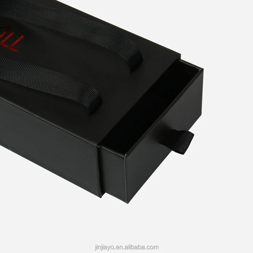 Boîte à tiroir en carton personnalisée avec logo élégant, revêtement UV et vernis, poignée intégrée, avec insert en mousse EVA pour montres, clés et parfums