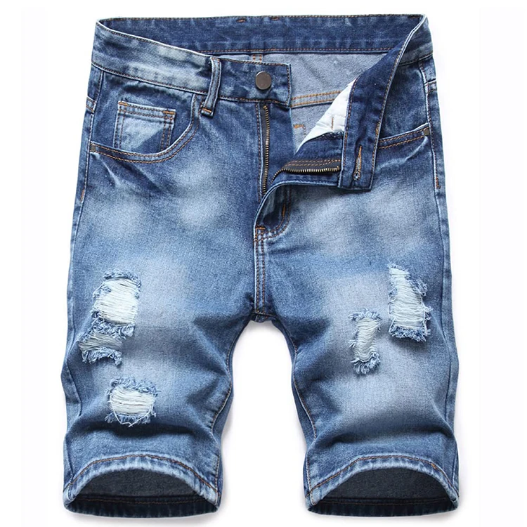 Best Quality Men's Denim Shorts Distressed Summer Slim Fit Fashion Ripped Casual Short Jeans for Men gallery 5