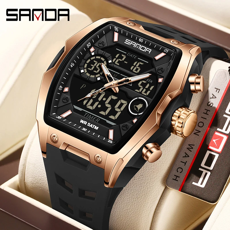 SANDA 6235 Dual Display Men's Watch - Sporty & Waterproof