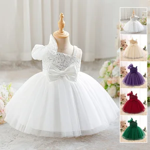 Girls O-Neck Satin Gauze Skirt Colorful Princess Birthday Dress with Bow Decor Casual Style for Summer Season for Children LAL21