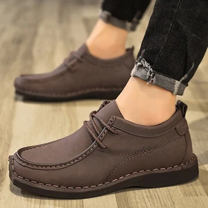 New Style Fashion Men's Shoes Autumn Soft Lightweight Relaxed Business Comfortable Loafer Lace-up Round-Toe Oxford Leather Shoes