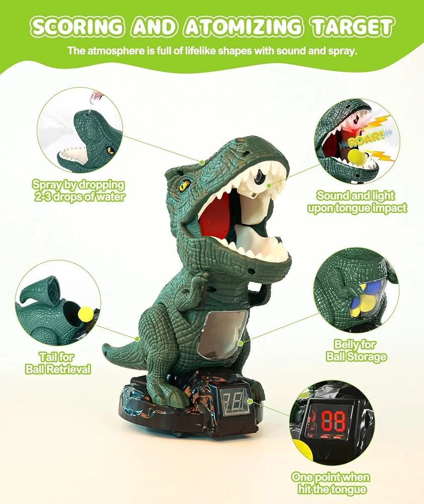 Новые игры для стрельбы динозавров с 2 пистолетами и 24 пенными пулями пластиковые игрушки детей распылителем тумана звук количество подсчета