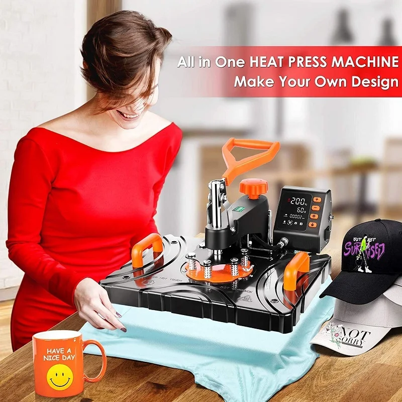Freesub Easy to Operate t Shirt Printing Machine 5 in 1 Tshirt Heat Press Machine for T-shirt Mug