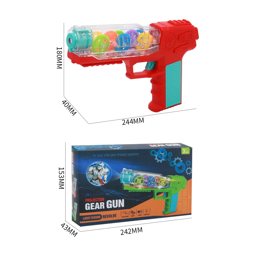 Qilong Kids Glowing Toy Gun Interesting Electric Transparent Revolve ...