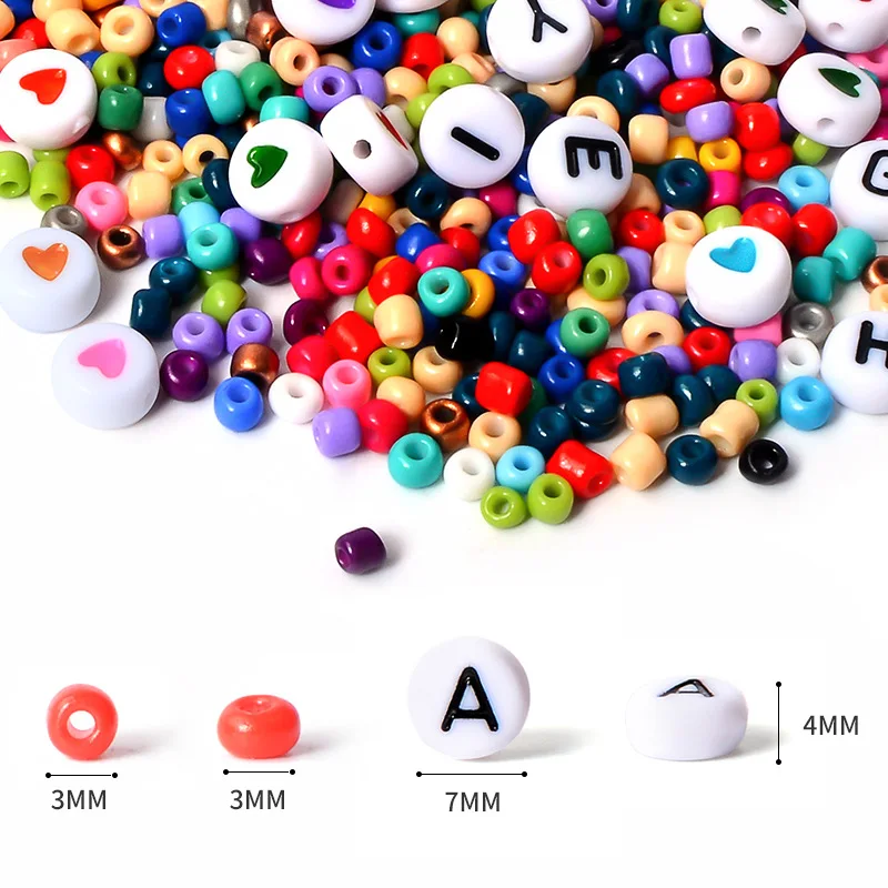 Wholesales Diy Glass Seed Beads Alphabet Letter Beads Glass Beads For Jewelry Making Women Hand