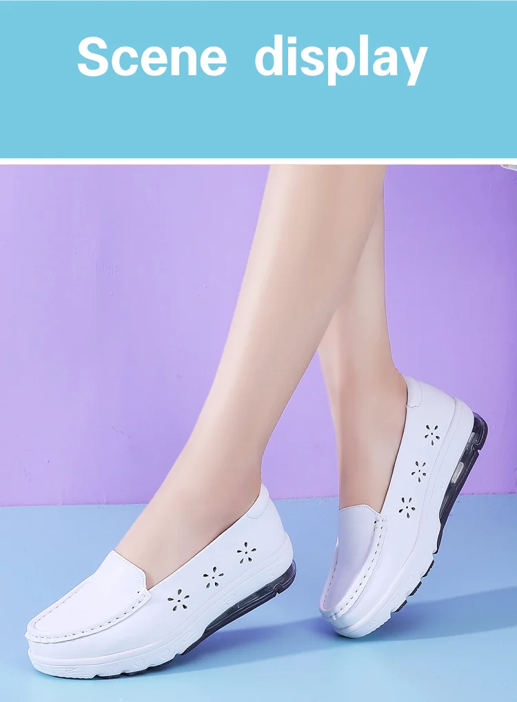 Nurse Nursing Shoes Hospital for Women White Shoes Comfort Hollow Out Breathable Anti-slip Flat Safety Work Shoes