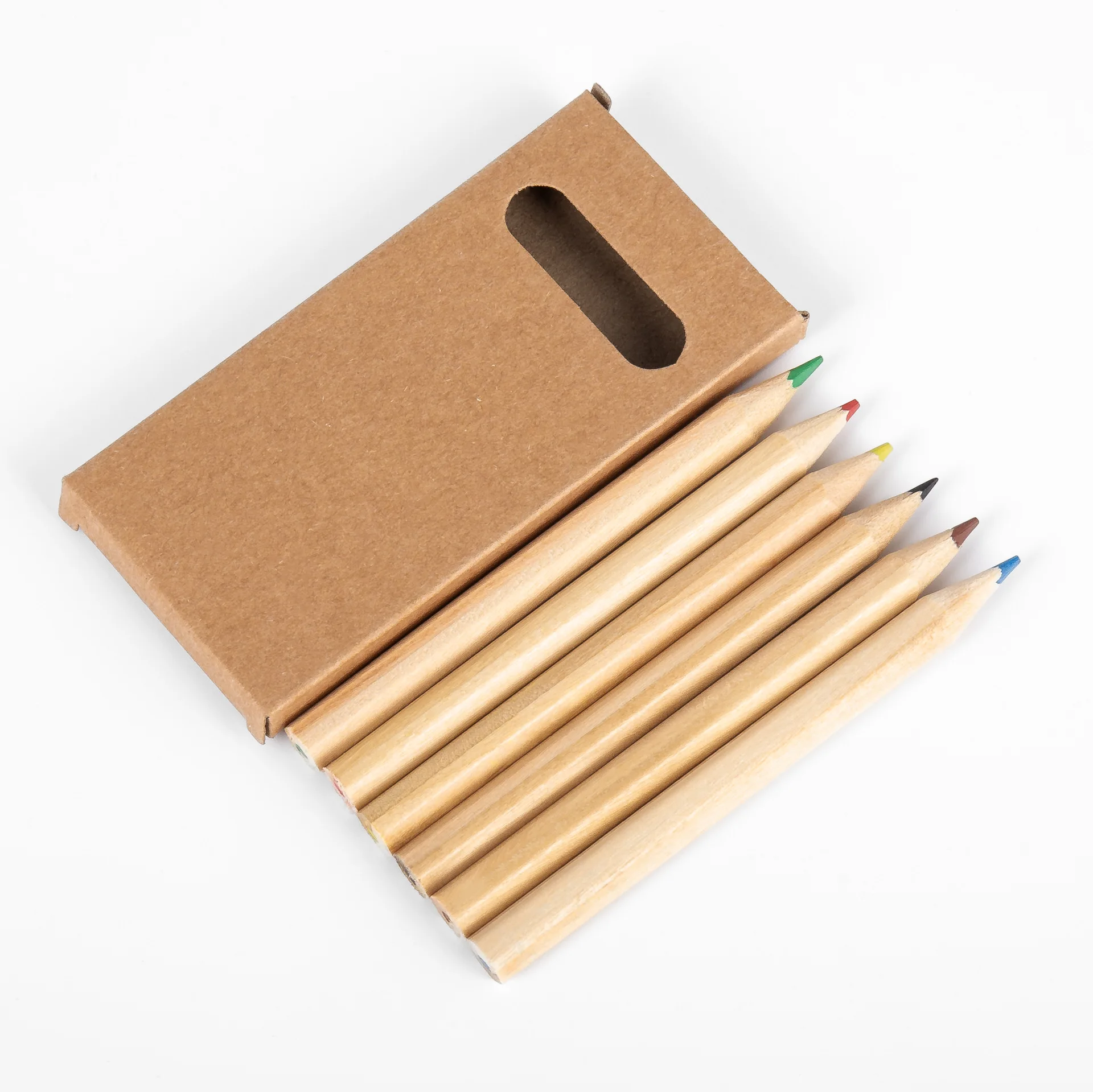 Multicolor Short Sticks Mini Set Kraft Paper Box Wooden Colored Pencils Children's Drawing Pencil Stationery_voghion.com