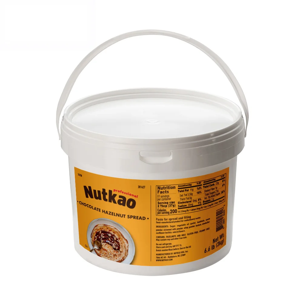 high quality spread and chocolate of hazelnut spread  (NUT 26200) 3.0Kg (6.6Lb) buckets.