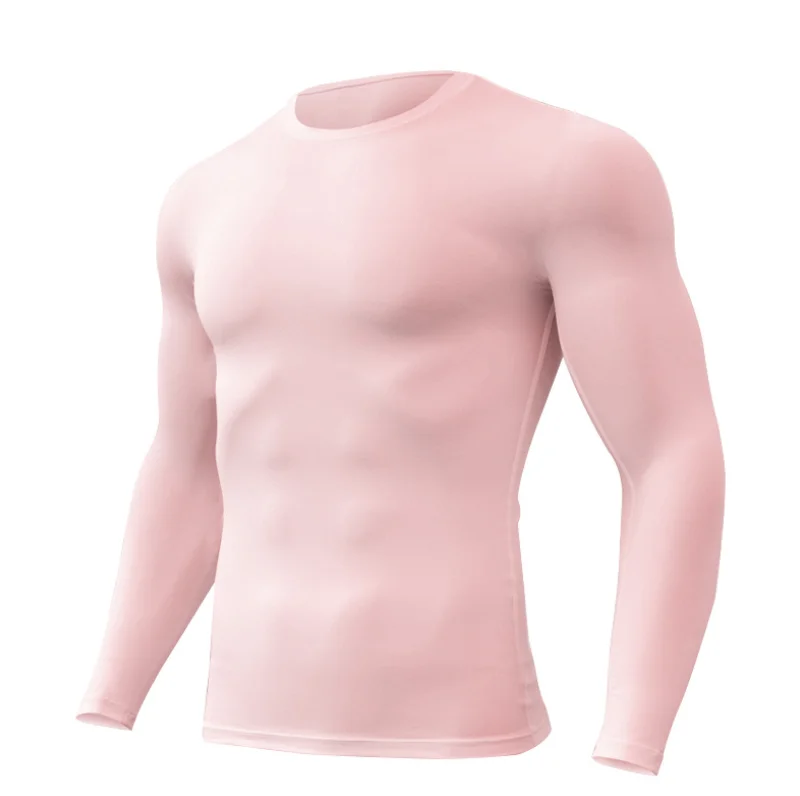 men's pink long sleeve compression shirt