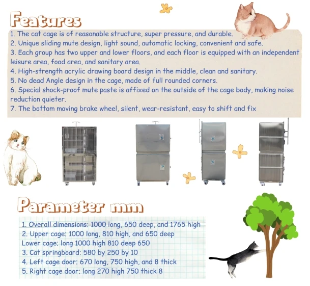 Cat Breeding Rack USMILEPET High Quality 2-Layer Stainless Steel Cat Breeding Cage ...