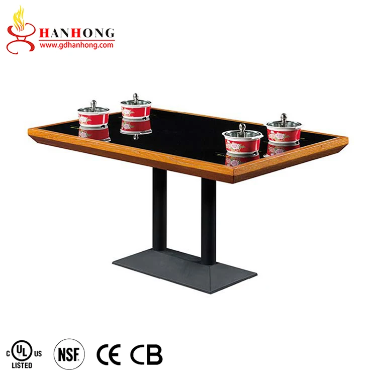 Коммерческий корейский Мраморный Квадратный Электрический одинарный горячий горшок, обеденный котелок, стол для ресторана, бездымный Горячий Стол