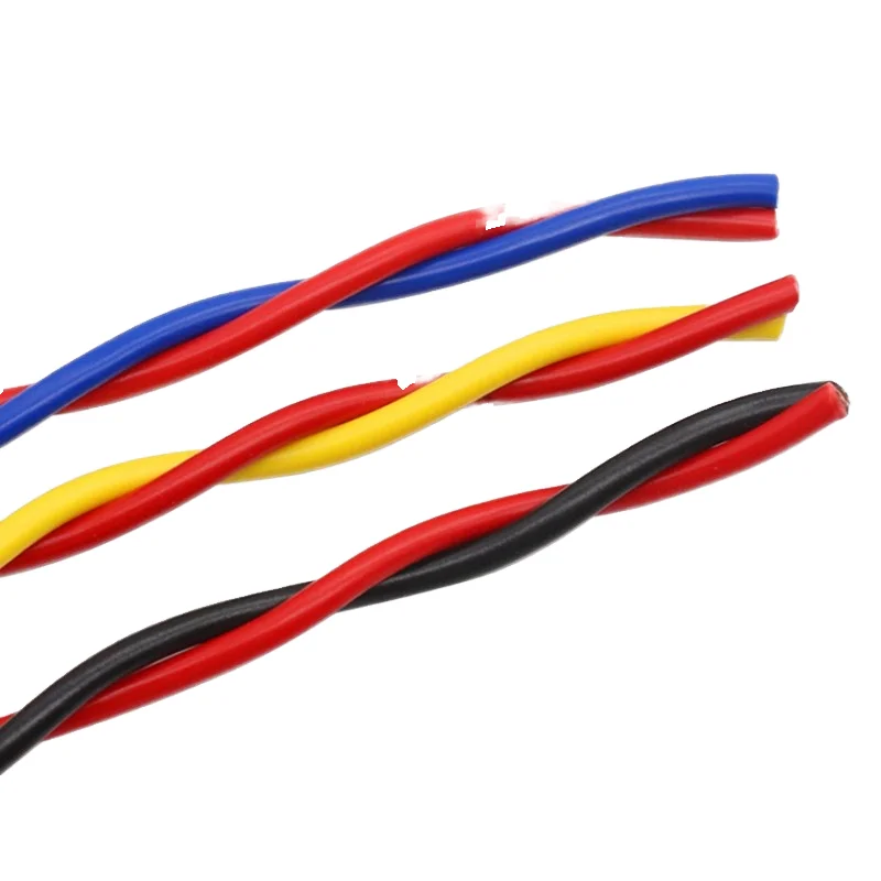 PVC Pure Copper 0.5 2.5 mm house Flexible RVS Twisted Pair Cable Red Green Blue Black Yellow 2-Core Fire Alarm Cable Heating