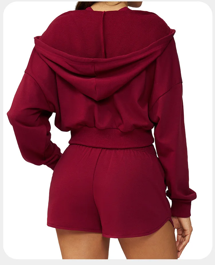 Casual Solid Breathable Plus Size Sports Sweatshirt Set Loose Fit Slimming High-End Feel detail