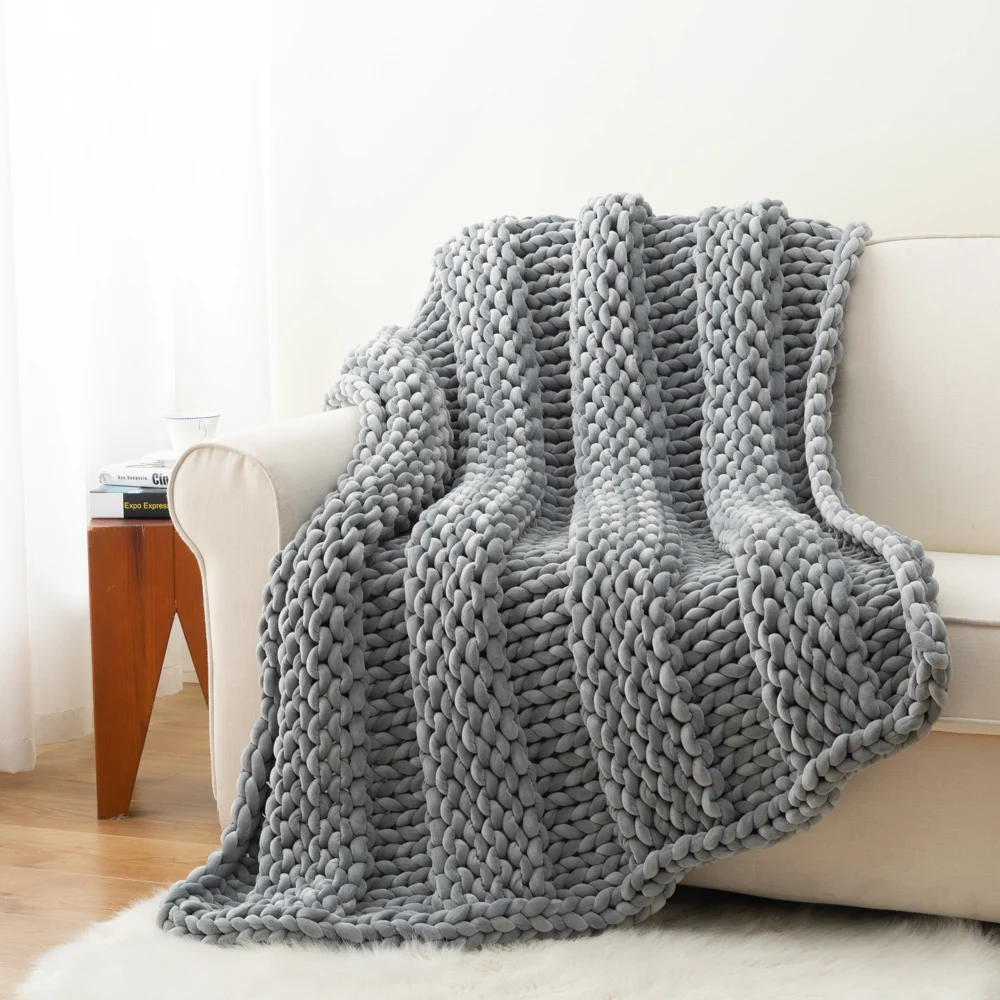 Riesige Garn-Boho-Decke, handgefertigt, kabelgestrickt, grob gestrickt, geflochten, sensorische Autismus-Gewichtsdecke für den Winter| Alibaba.com