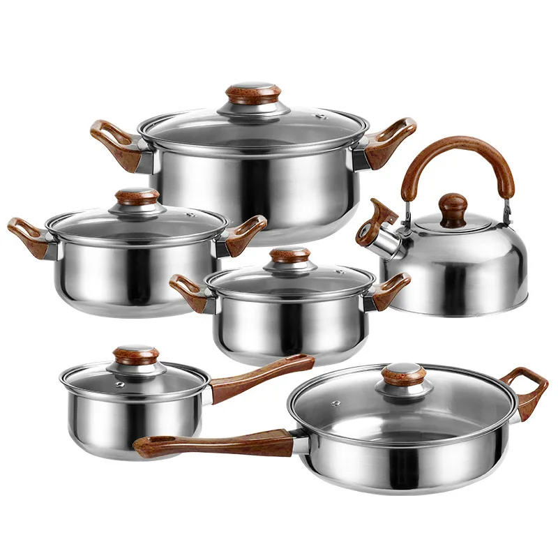 12pcs Cookware Set 5pcs Factory Direct Sales Kitchen Pots and Pans Stainless Steel Cooking Pot Set