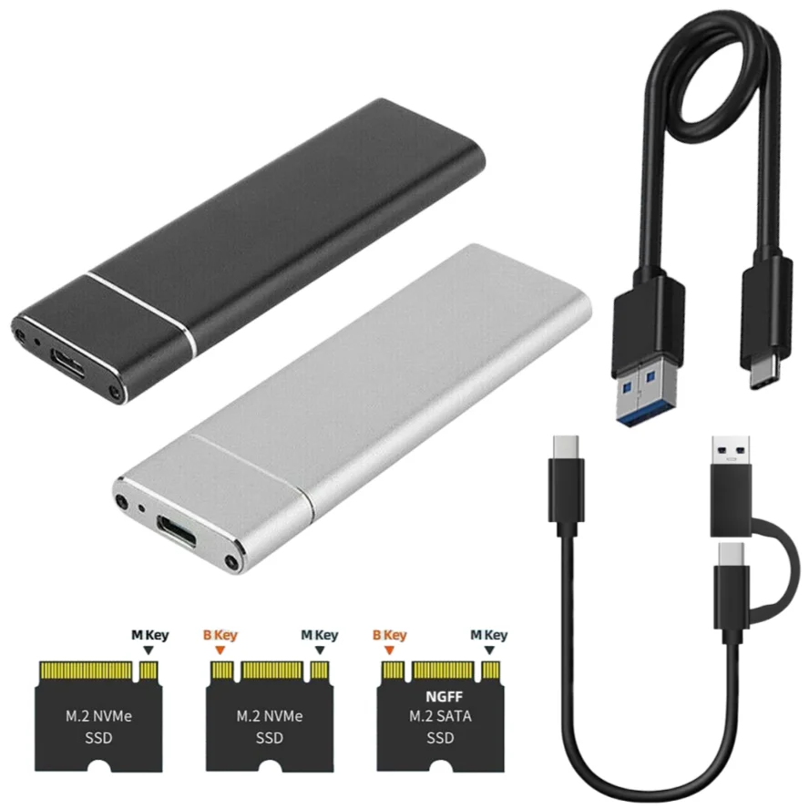 NVME PCIE NGFF SATA Dual Protocol SSD Case USB